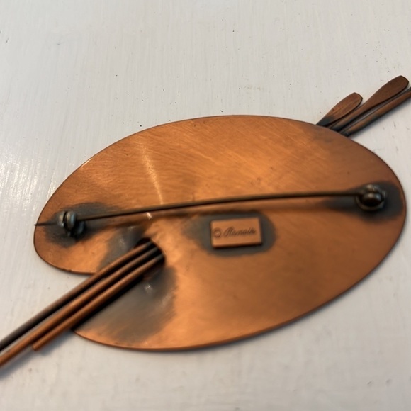 Vintage Renoir Copper Artist Paint Pallet Pin Brooch MCM mid century modern - Picture 4 of 5